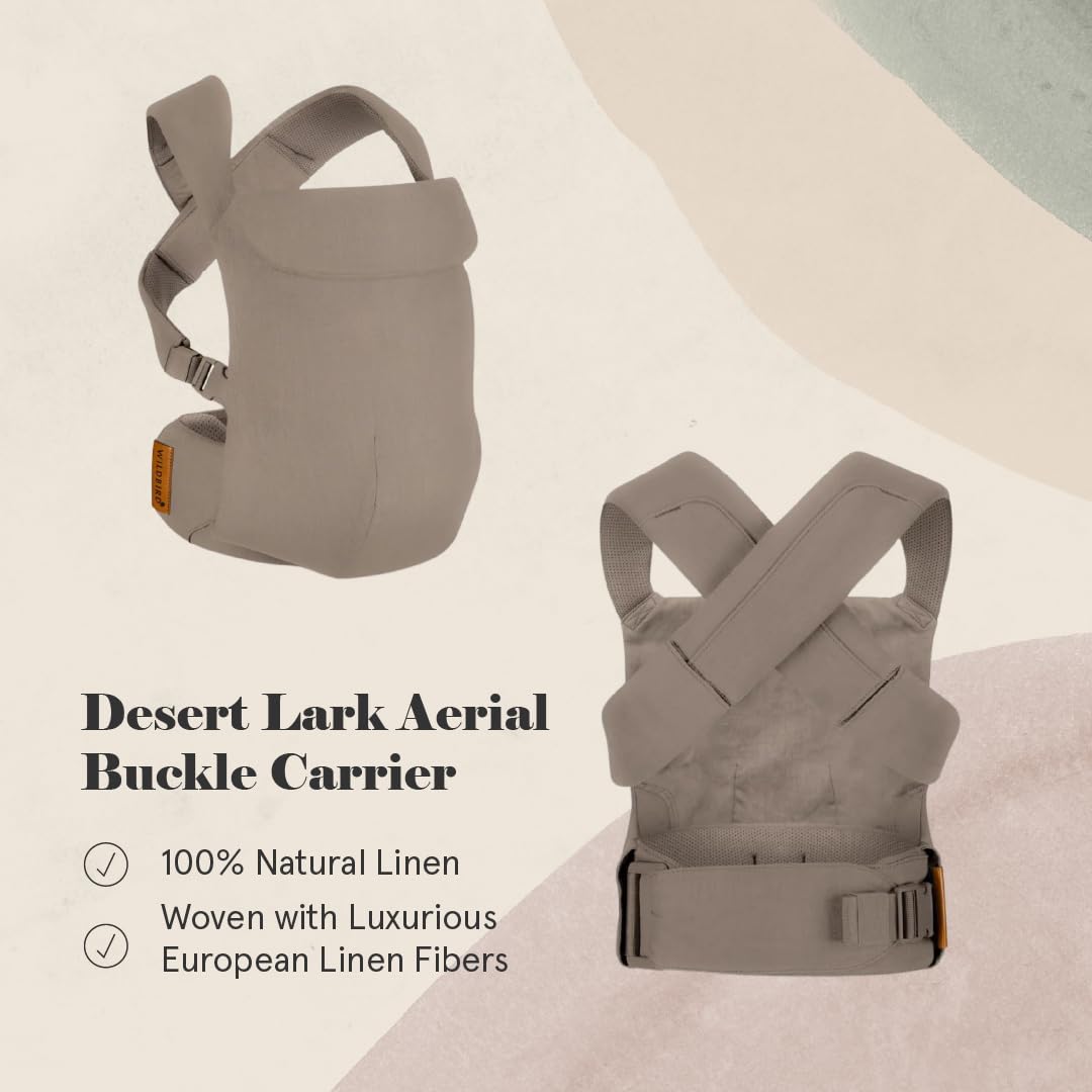 WildBird - Aerial Carrier - 7 to 45 lbs - for Moms, Dads & Caregivers - 100% Natural European Linen Fibers - Versatile & Adjustable - Small Size - Desert Lark Fabric