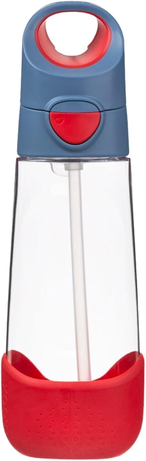 b.box Kids Water Bottle – 20oz Tritan Toddler Drink Bottle with Straw for School, Daycare, Travel w/Easy-Grip Triangular Design, Leak Proof Lid & Handle, BPA Free, Dishwasher Safe (Blue Blaze)