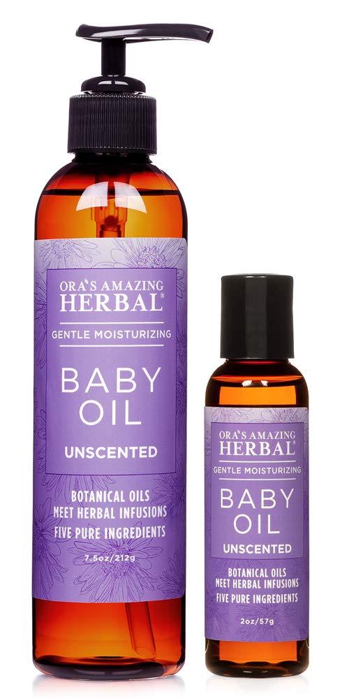 Ora's Amazing Herbal Travel Size Natural Baby Oil, Calendula Oil for Baby, Infant Massage, Cradle Cap, Hair Oil, Multipurpose Baby Oil, OAHerbal