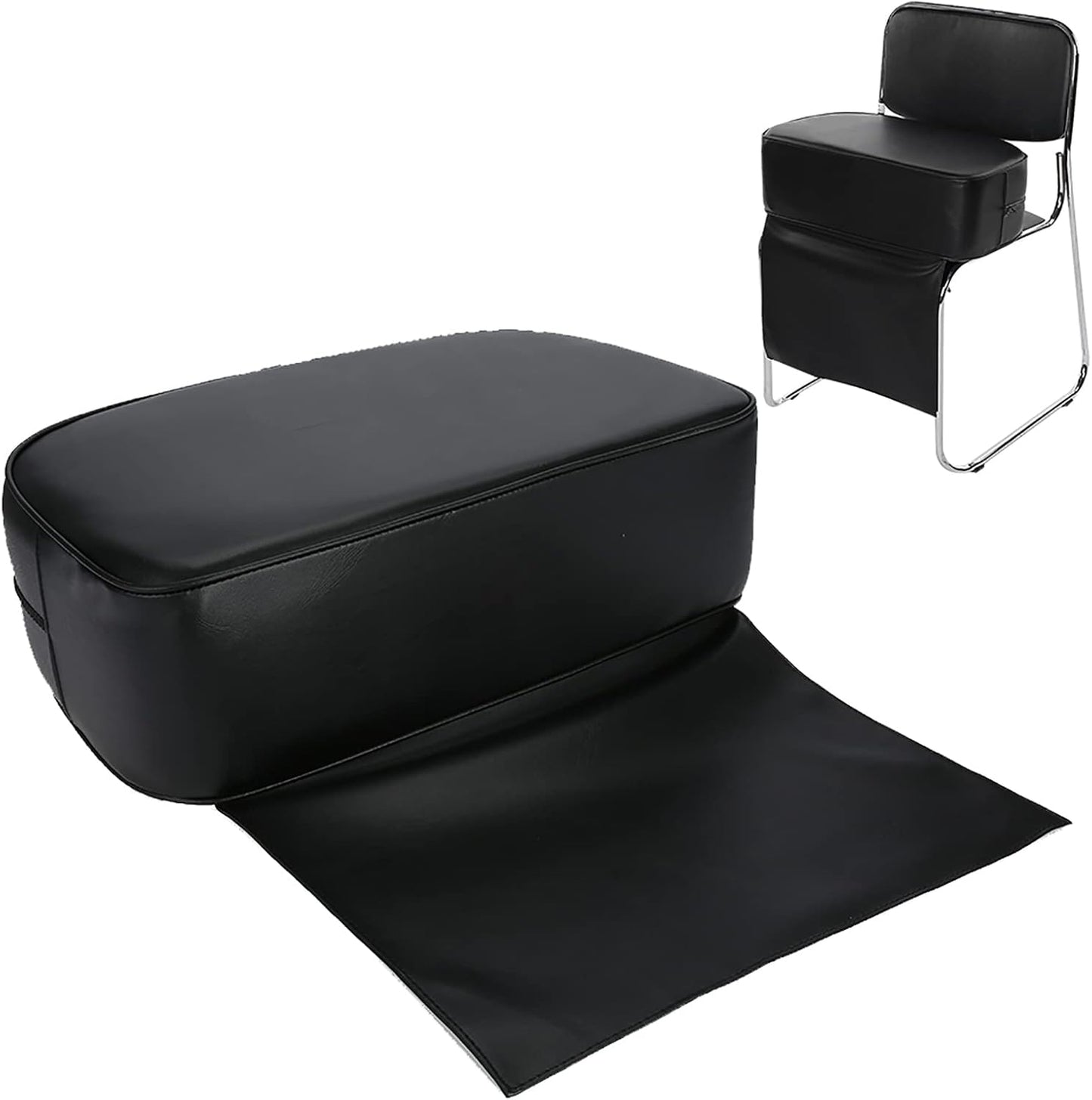 Salon Booster Seat Cushion for Hair Cutting, PU Barber Booster Salon Chair for Hair Stylist, Portable Barber Chairs Spa Equipment, Black, 19.3 x 6.1inch