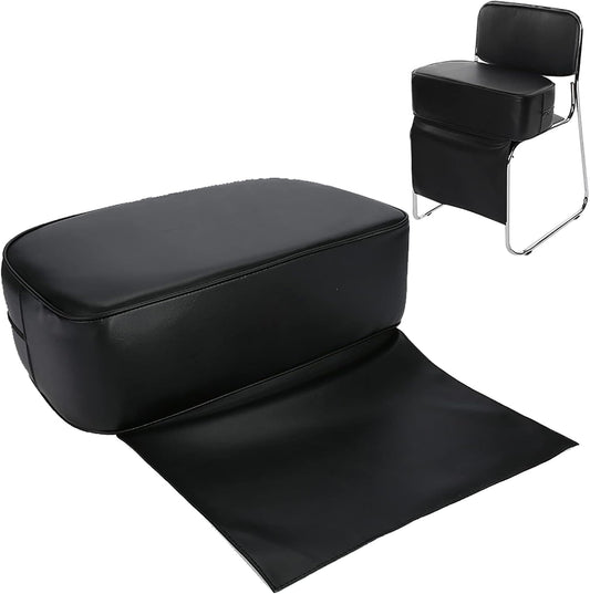 Salon Booster Seat Cushion for Hair Cutting, PU Barber Booster Salon Chair for Hair Stylist, Portable Barber Chairs Spa Equipment, Black, 19.3 x 6.1inch