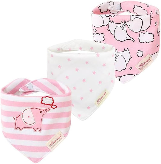 JN&LULU 3 Pack Newborn Baby Bibs Bandana Drool Bibs for Drooling Cotton Baby Gifts