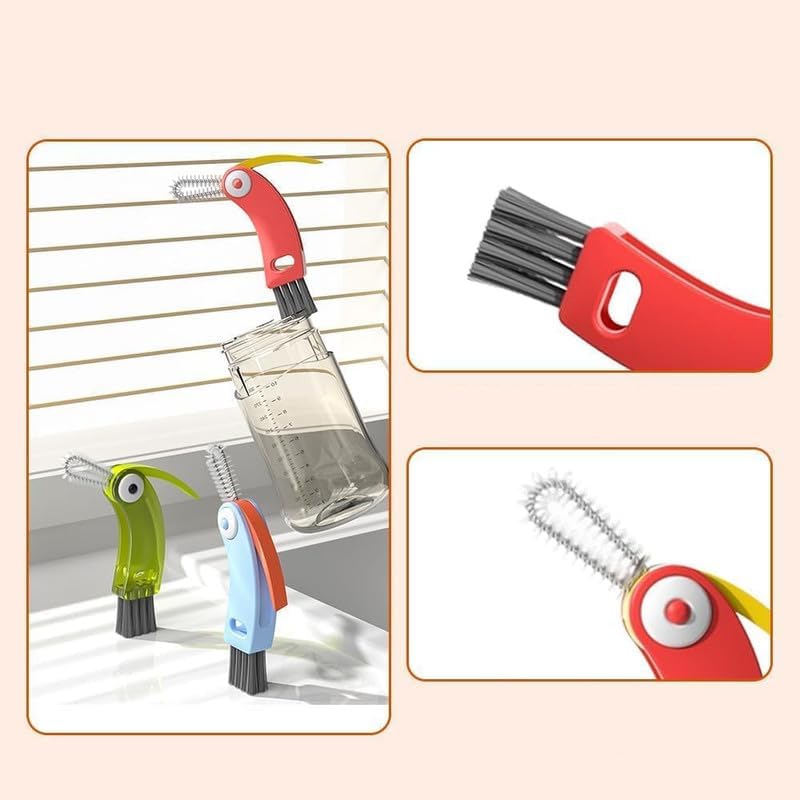 4 in 1 Cup Lid Cleaning Brush Set - Multifunctional Bottle & Gap Cleaner (Red, Green, Blue)