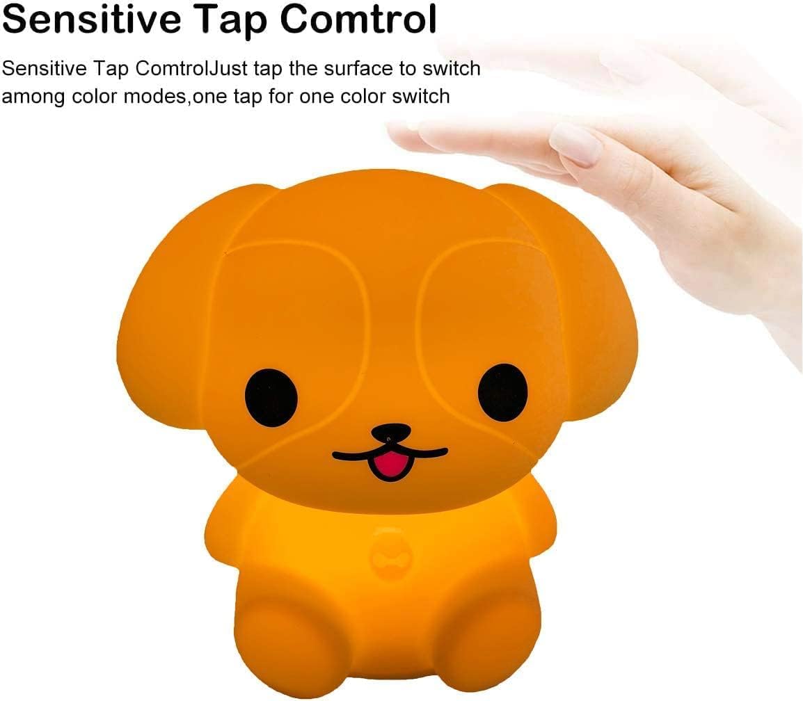 Night Light, Bedside Lamp for Kids, Baby Nursery Lamp for Breastfeeding Safe, Break Resistant, Eye Caring, Adjustable Brightness & Color, Timing Function, Remote Control + Touch Control - Dog