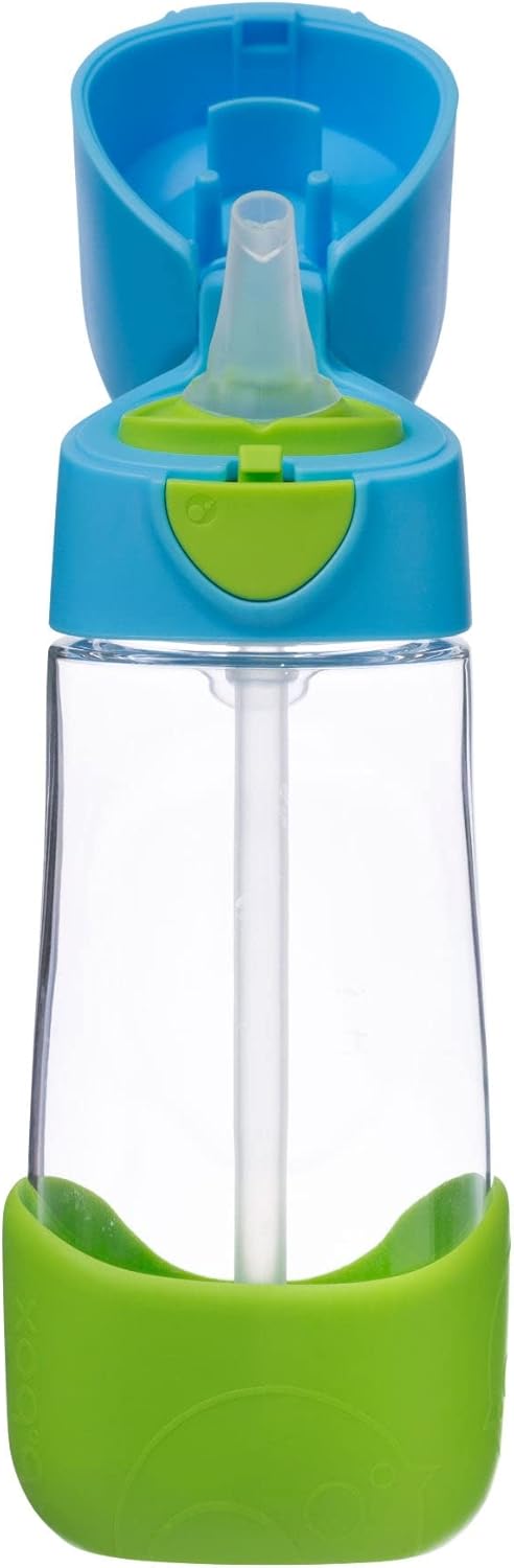 b.box Kids Water Bottle – Tritan Toddler Drink Bottle with Straw for School, Daycare, Travel w/Easy-Grip Triangular Design, Leak Proof Lid & Handle, BPA Free, Dishwasher Safe (Ocean Breeze)