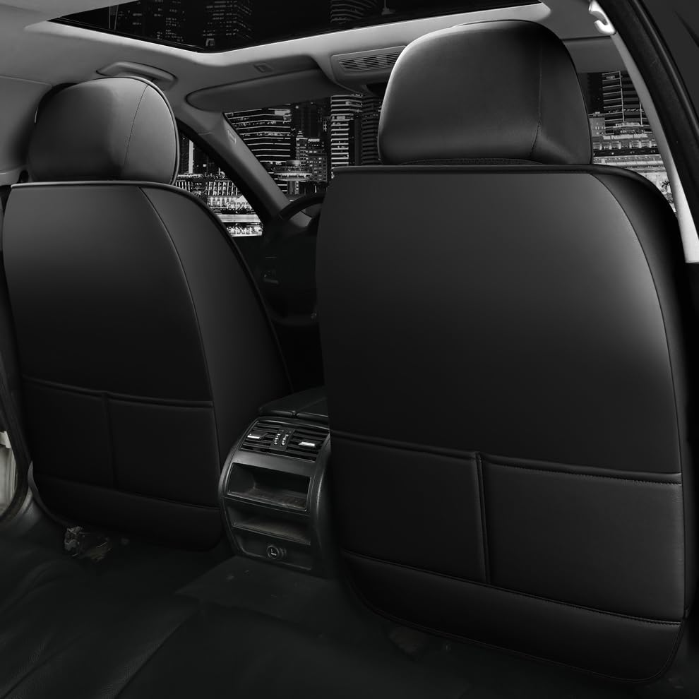 Car Seat Covers for Chevy Impala Limited 2014-2016 napa Leather Seat Covers, Waterproof Non-Slip Car Seat Protectors, Comfortable Seat Cover Adaptive Airbags（Black+Blue, 2 PCS Front）