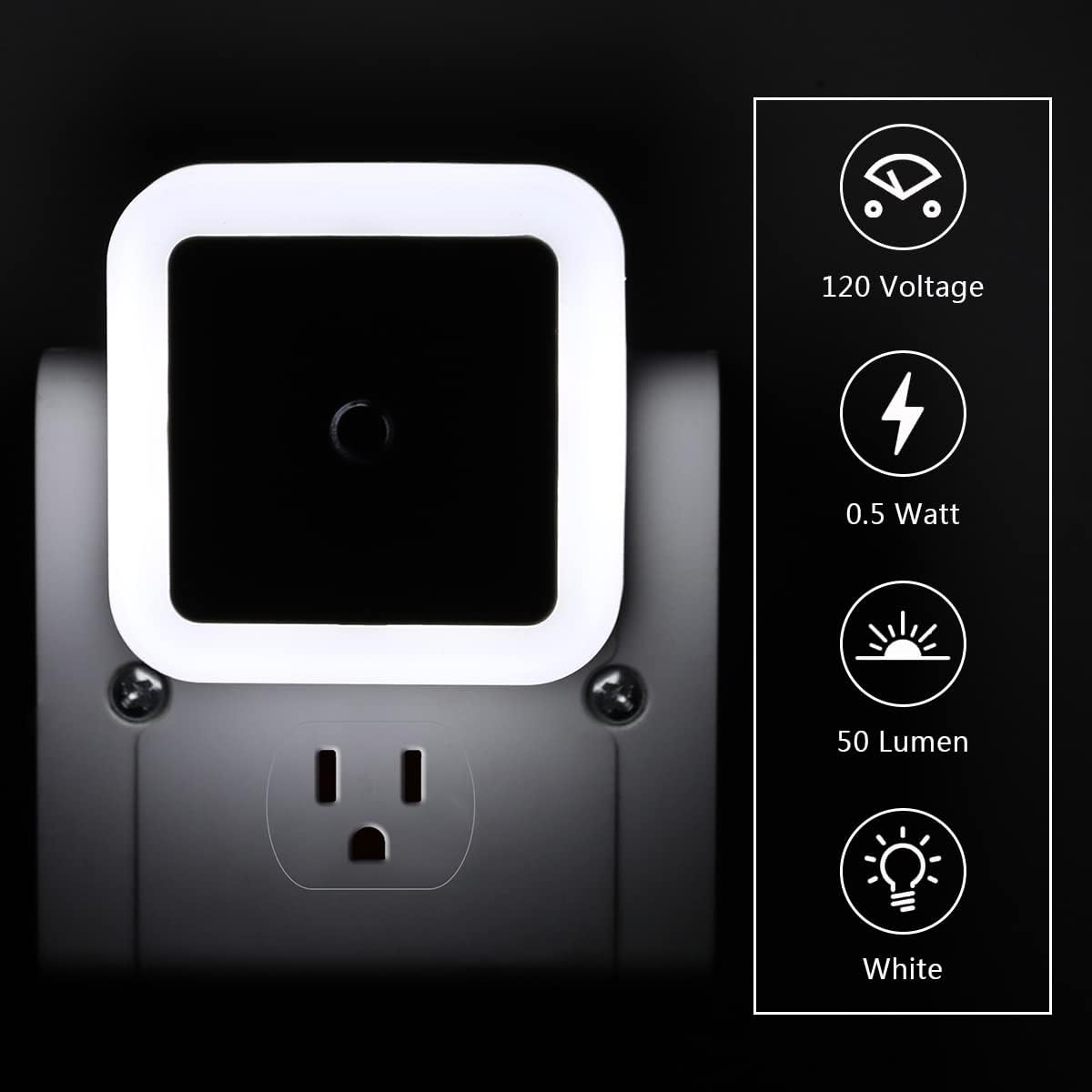 KINUR LED Night Lights Plug into Wall Daylight Color with Dusk to Dawn Night Light Plug in Sensor for Kids Room, Bedroom, Bathroom, Baby Nursery,Stair Lights, Hallway Light 6 Pack