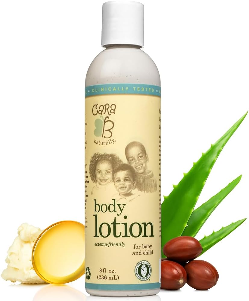 CARA B Naturally Baby Lotion, Melanin-rich Skin Moisturizer for Black & Brown Babies & Children, Daily Body Cream for Dry, Sensitive Skin, African American Toddlers & Kids of Color, 8 oz