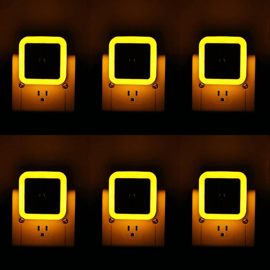 KINUR 6 Pack Night Light, LED Night Lights Plug into Wall with Dusk to Dawn sensors, Plug in Night Lights for Kids Room, Bedroom, Bathroom, Baby Nursery,Stair Lights, Hallway Light, Amber Color
