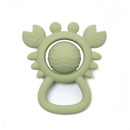 Baby Teething Toys Baby Rattle Toys Silicone Rattles and Teethers for Newborn Soft Infants Toddlers Crab Shake Rattle Chew Toy BPA Free Babies Boy and Girl Gift