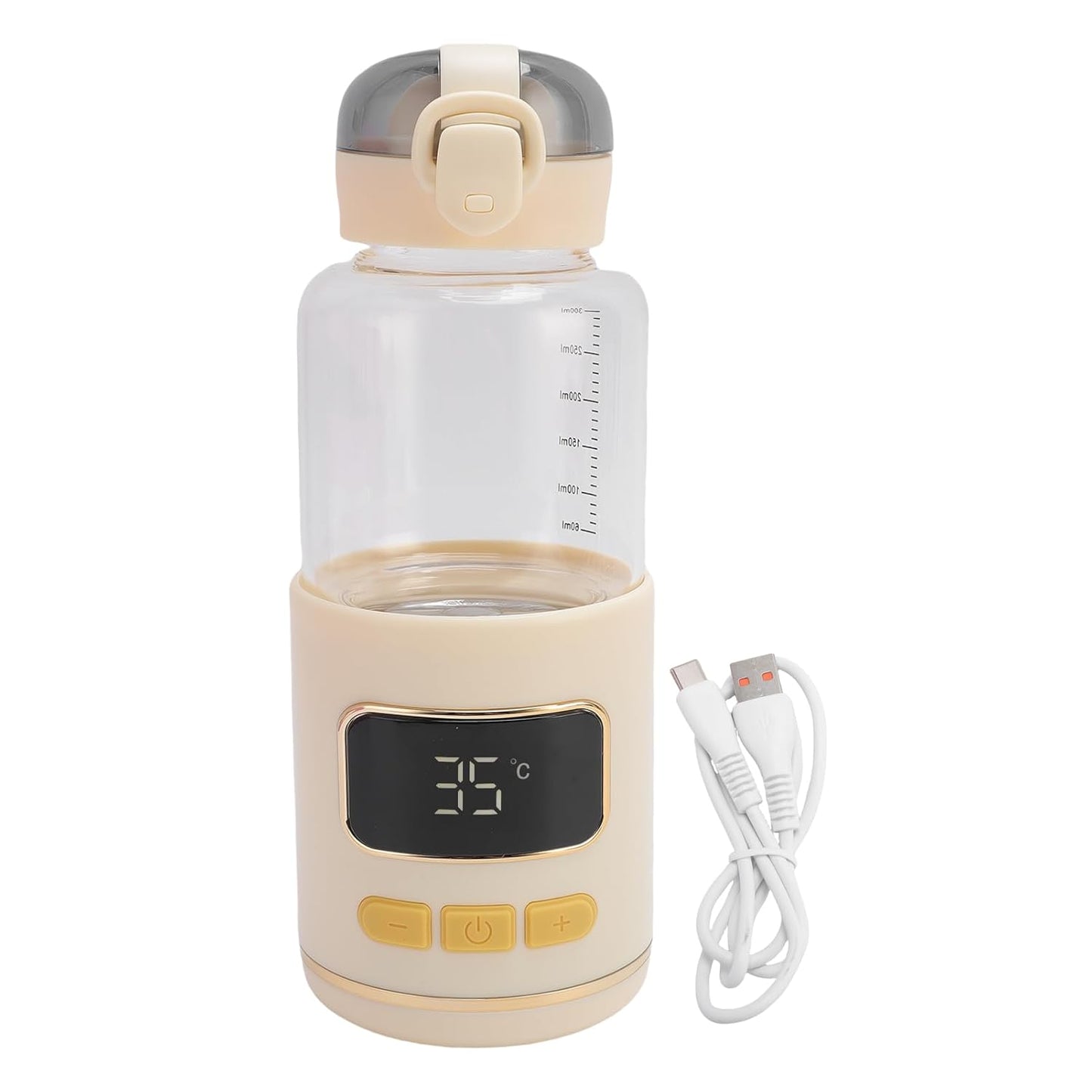 Portable Bottle Warmer, 15000mAh Battery Adjustable Temperature Rechargeable Cordless Baby Milk Warmer for Travel Outdoor Use
