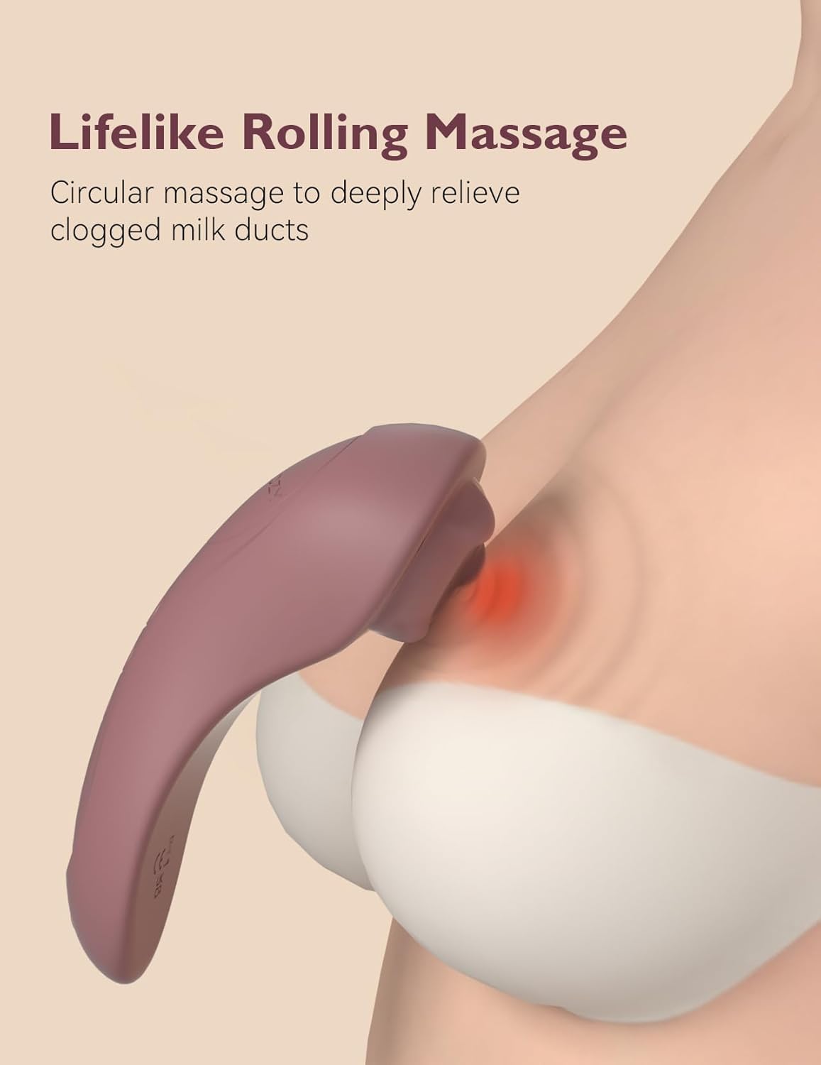 Momcozy Rolling Lactation Massager with Heat, 3-in-1 Real-Like Massage for Relieve Clogged Ducts, Breast Massager Warming for Breastfeeding, Improve Milk Flow, Dusty Rose