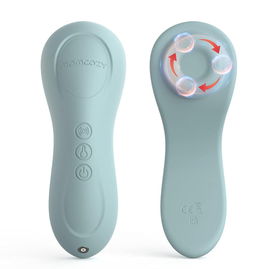 Momcozy Rolling Lactation Massager with Heat, 3-in-1 Real-Like Massage for Relieve Clogged Ducts, Breast Massager Warming for Breastfeeding, Improve Milk Flow, Blue-Green
