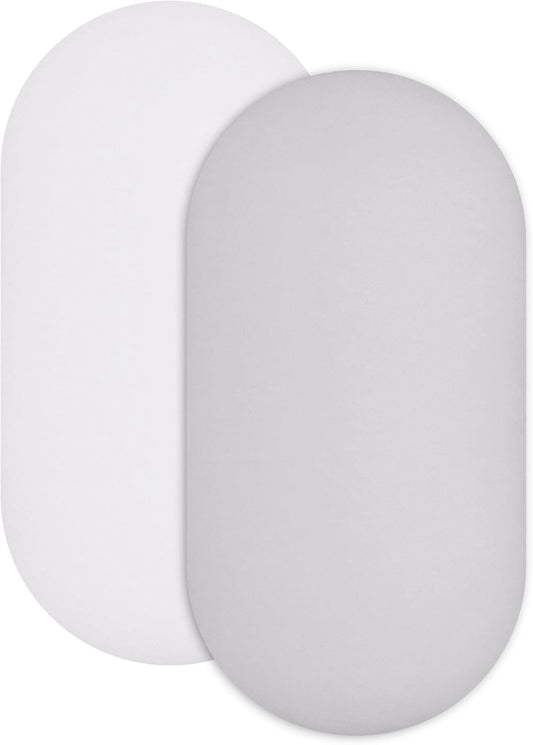 Featherhead™ 2-Pack Fitted Crib Sheets - 100% Cotton - 52" x 28" x 9" for Standard Crib and Toddler Mattress (Bassinet Sheets - White/Grey)