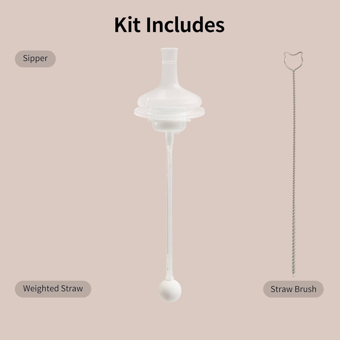 Pigeon Natural Weaning Silicone Sipper Conversion Kit - Smooth Toddler Transition Set | Includes Soft Sipper, Weighted Straws, and Cleaning Brushes | Ideal for Ages 12 Months+