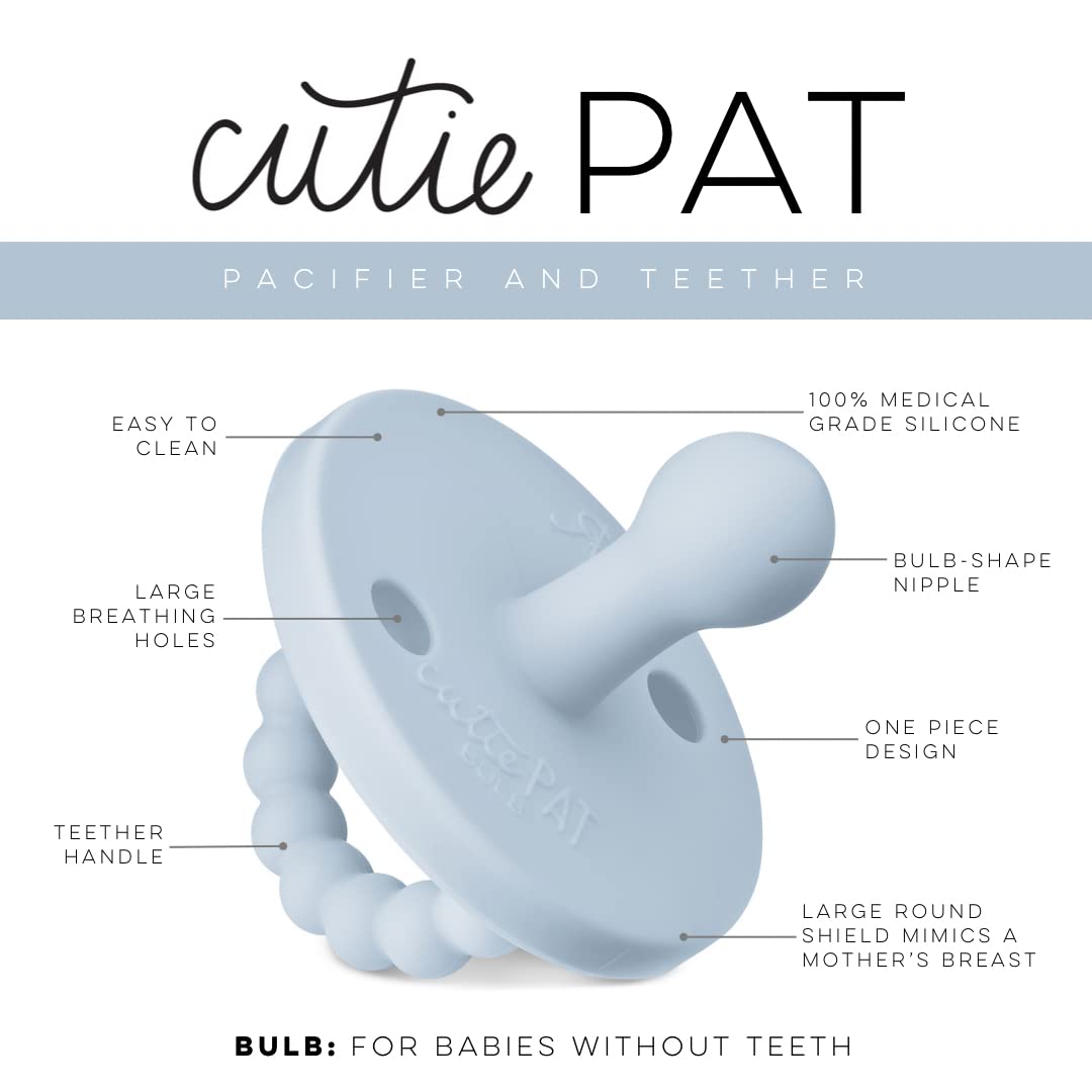 Ryan & Rose Cutie PAT Pacifier Teether (Bulb, Blue)