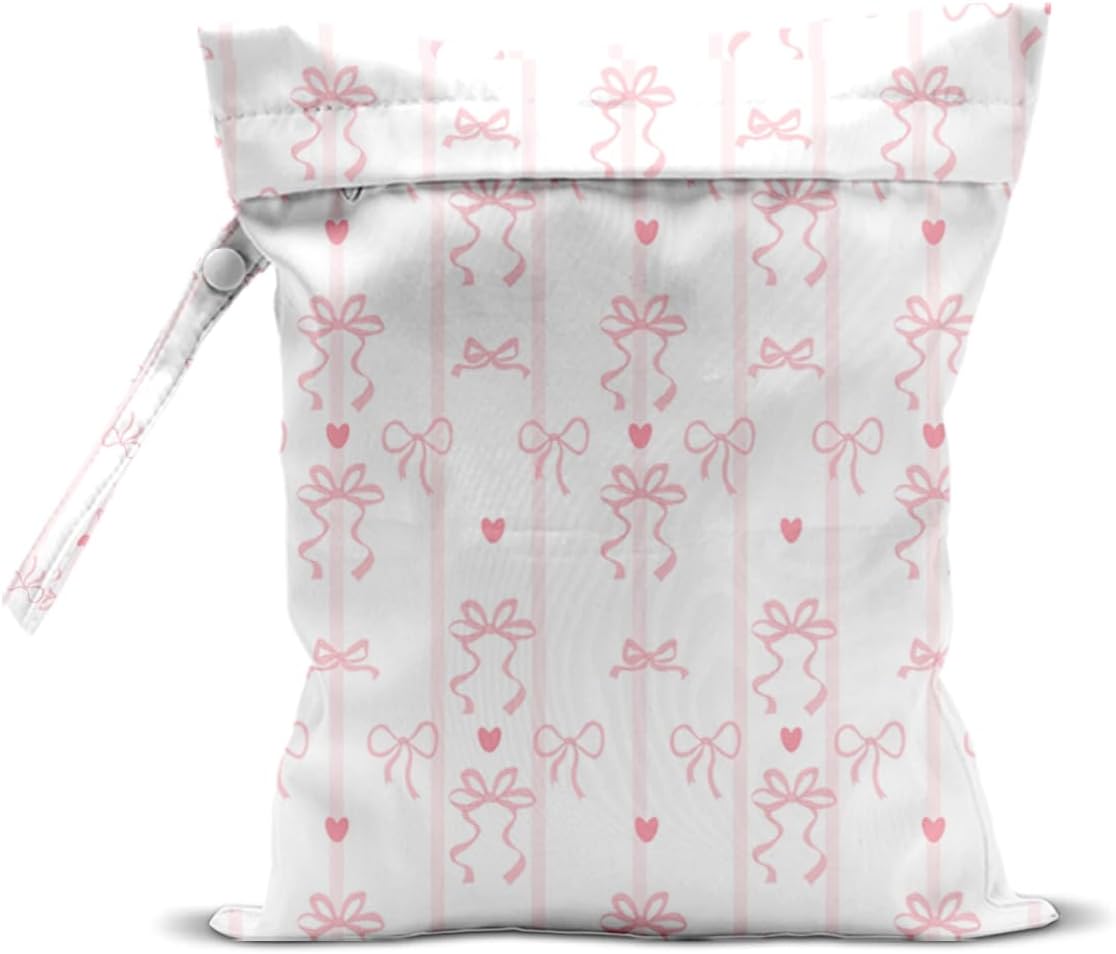 Wet Bag for Swimsuit, Beach Travel Essentials Wet Dry Bag, for Sunscreen Toiletry Dirty Clothes Yoga Gym Diaper, Friends Summer Beach Vacation Gifts. Bow Stripes