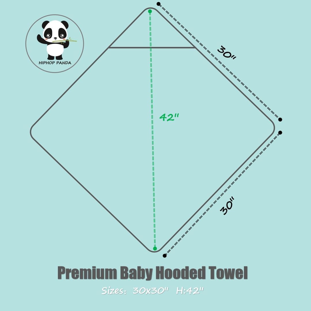 HIPHOP PANDA Hooded Towel - Rayon Made from Bamboo, Bath Towel with Bear Ears for Newborn, Babie, Toddler, Infant - Absorbent Large Baby Towel - Grey Elephant, 30 x 30 Inch