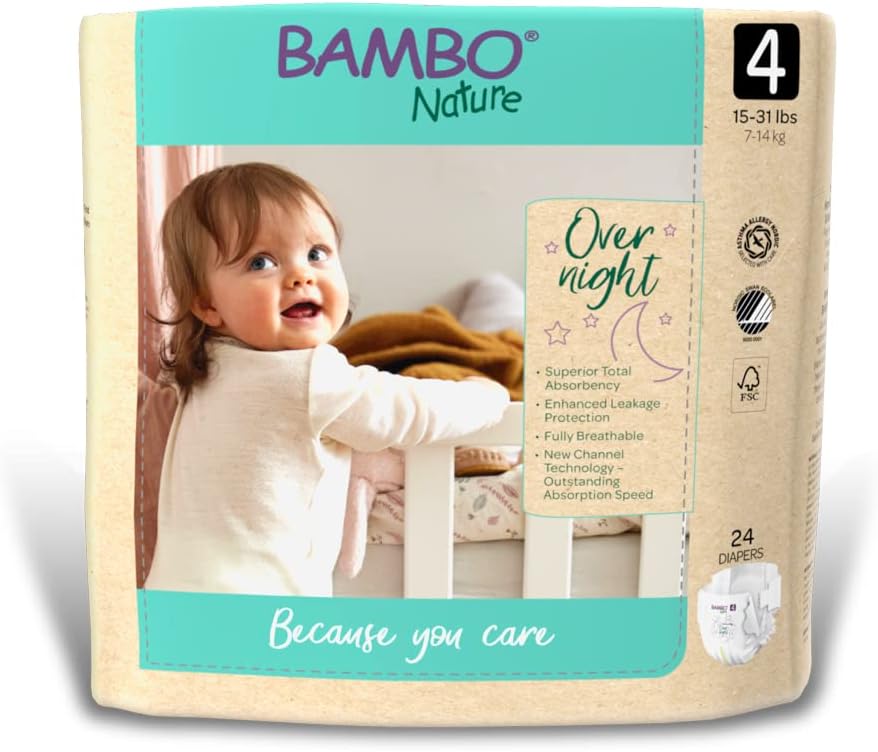 Bambo Nature Baby Baby Diaper Size 4 15 to 31 lbs. 1000021010, 48 Ct