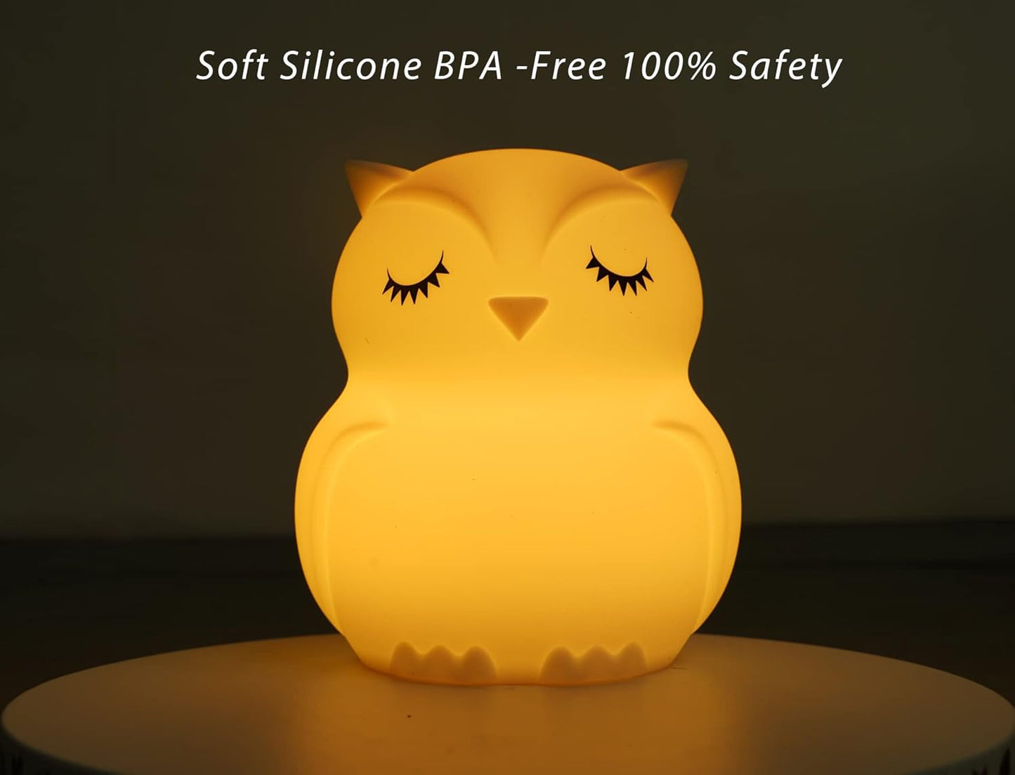 WHA&DARREN Owl Night Lights Kids, Silicone Light Bedside Lamp, Baby Nursery Light, Sleep Night-Light, Squishy Night Light for Kids Room, Animal Night Lights for Girls and Boys
