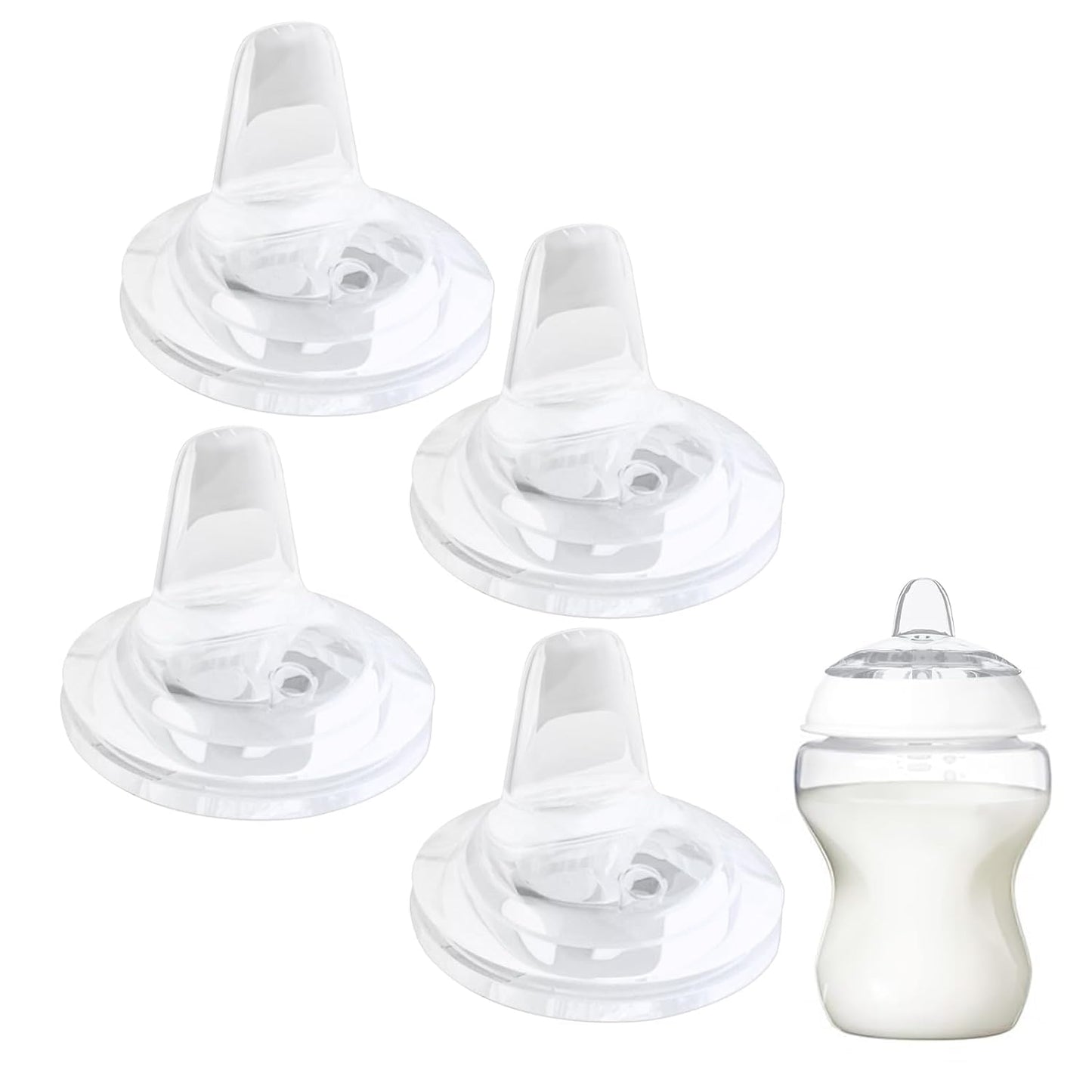 4Pcs Sippy Spouts Nipples Compatible with Natural Start Anti-Colic Bottles & C to Bottles, Soft Silicone Bottle Replacement Nipple Spout Nipples, BPA-Free, 6m+, Variable Flow