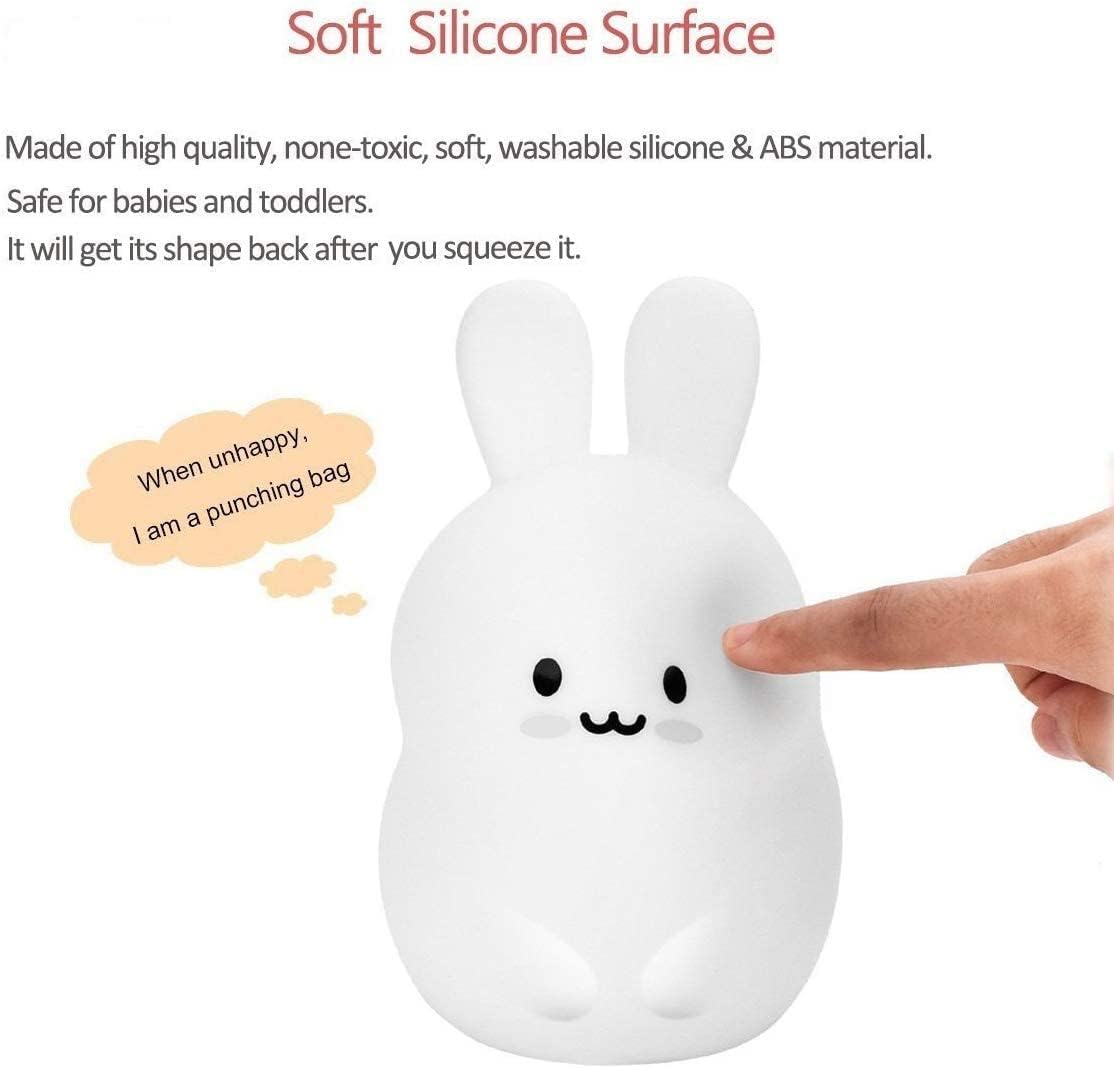 Night Light, Big Size Night Light for Kids, Bedside Lamp, Multicolor Light with Remote Control, Break Resistant, Eye Caring, Adjustable Brightness & Color, Timing Function - Large Rabbit