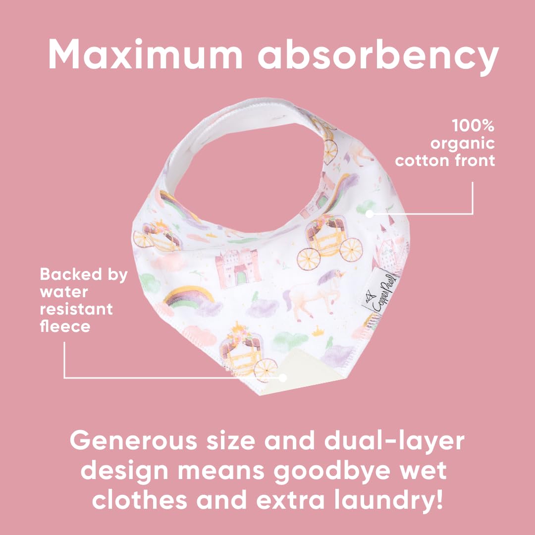 Copper Pearl 4 Pack Soft Cotton Baby Bibs for Drooling and Teething, Absorbent Drool Bibs for Baby Girl and Boy, Adjustable to Fit Newborns to Toddlers, Tons of Styles (Enchanted)