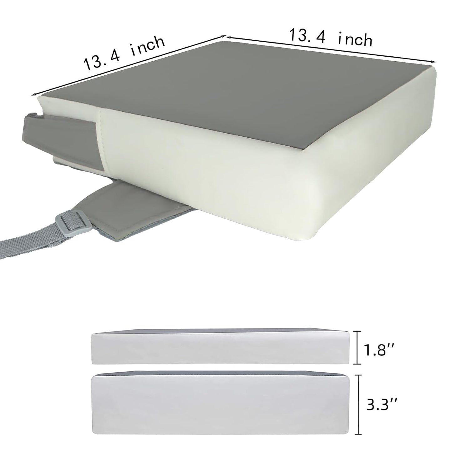 Booster Seat for Dining Table, PU Anti-Scratch Easy Cleaning Kids Toddler Booster Seat for Table, Portable Travel Increasing Cushion for Chair - Light Grey