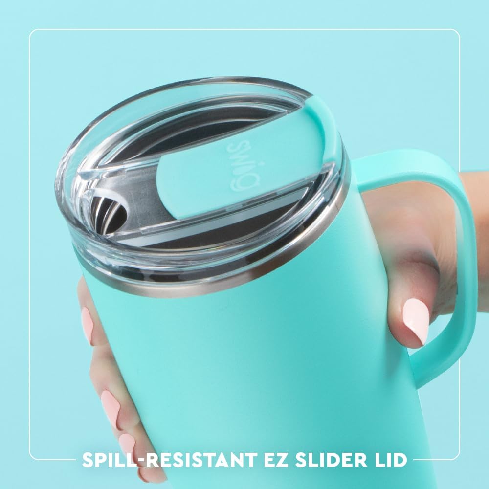 Swig Life 22oz Travel Mug, Insulated Tumbler with Handle and Lid, Travel Coffee Mug, Cup Holder Friendly, Stainless Steel 22 oz Tumbler, Reusable Insulated with Lid (Sweet Pea)