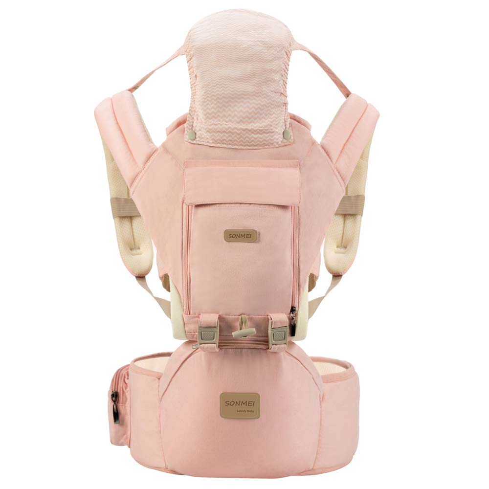 3 in 1 Ergonomic 360° Soft Baby Carrier, Baby Sling Comfortable Adjustable Positions, Fits All Newborn Toddler,HipSeat Infant Carrier, All Seasons,Perfect for Hiking Shopping Travelling (Pink)