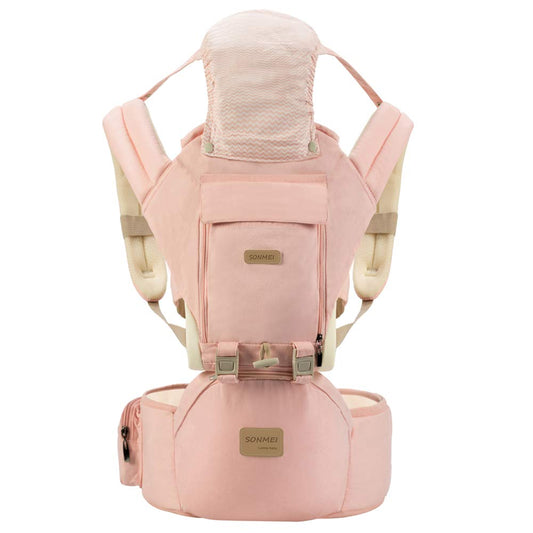 3 in 1 Ergonomic 360° Soft Baby Carrier, Baby Sling Comfortable Adjustable Positions, Fits All Newborn Toddler,HipSeat Infant Carrier, All Seasons,Perfect for Hiking Shopping Travelling (Pink)
