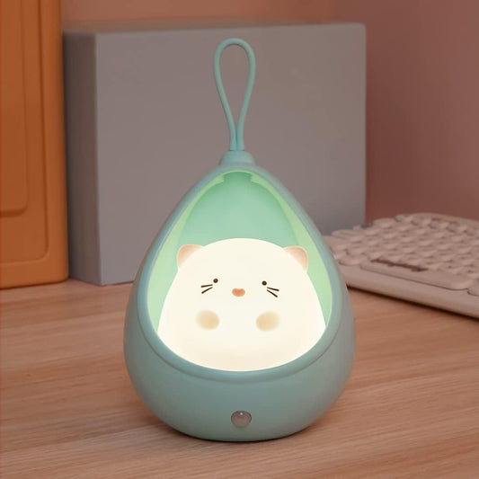 TriPro Cute Kitty Motion Sensor Night Light Wall Lamp,Rechargable,Bedroom Decoration for Kids Baby Toddler Teen Gift (Blue)