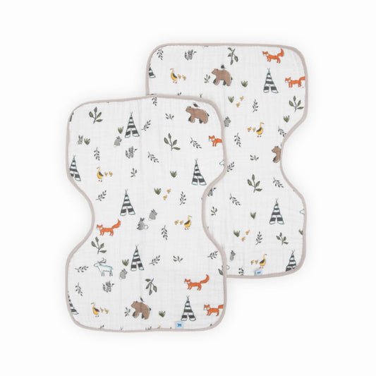 Little Unicorn Ultra-Absorbent Premium Burp Cloth 2 Pack | Soft on Baby's Skin | Larger Size | Ergonomic Design | Set of 2 (Forest Friends)