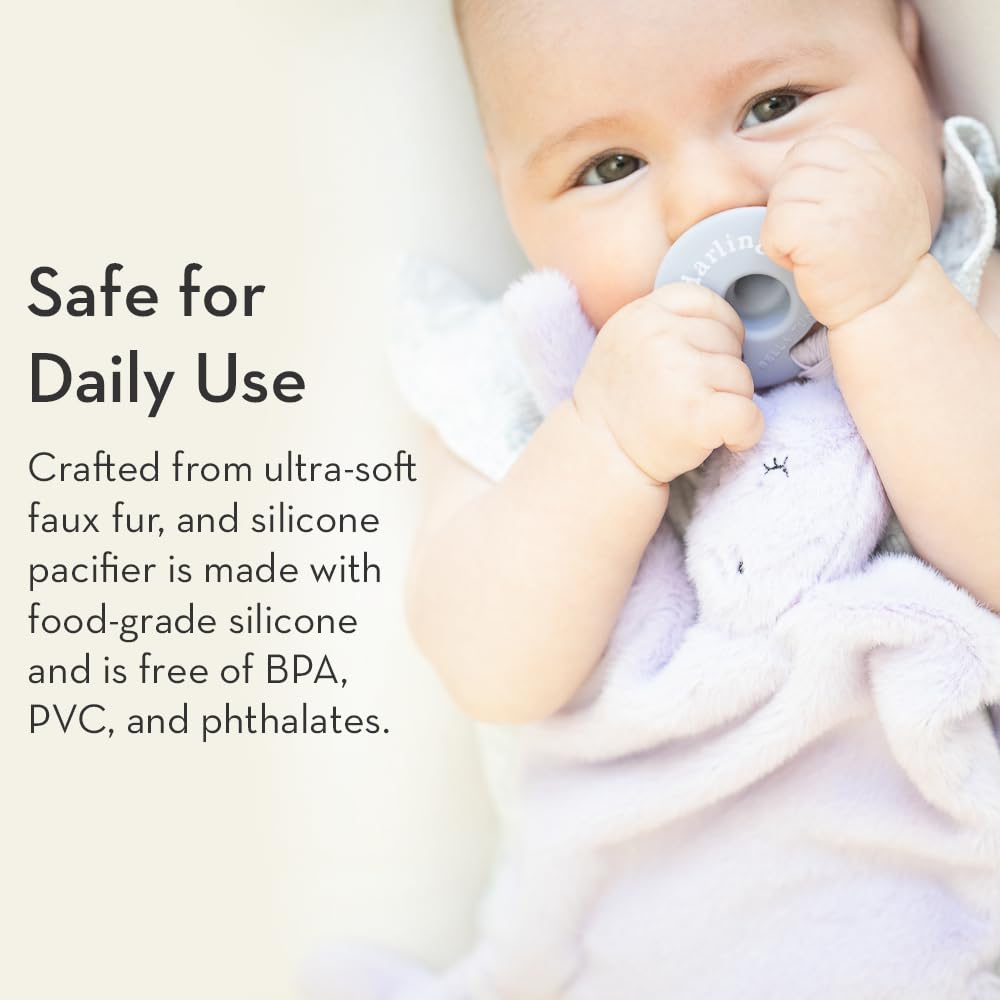 Pacifier Holder with Detachable Pacifier by Bella Tunno, Soft Animal Lovey Snuggle Toy Attaches to Teethers, Baby Gift for Newborn Boys and Girls, Babies 0+ Months, Unicorn