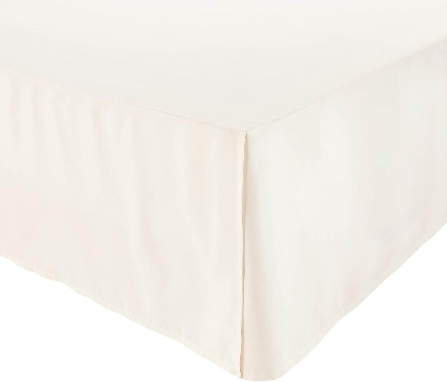 Amazon Basics Lightweight Pleated Soft Machine Washable Bed Skirt, King Size, Off White, Solid