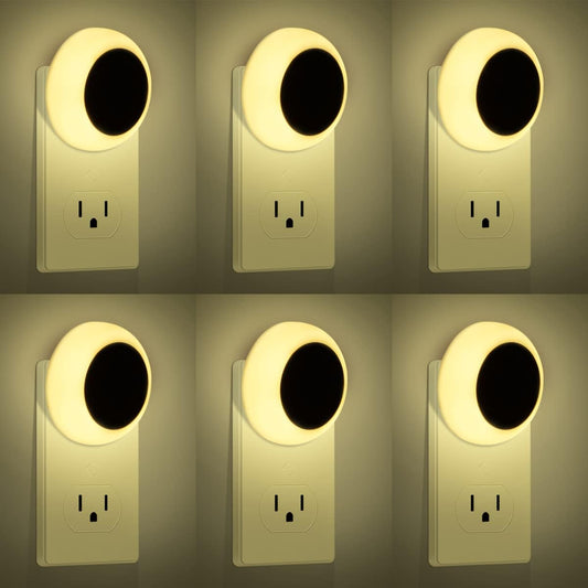 KINUR 6 Pack Night Light, LED Night Lights Plug into Wall with Dusk to Dawn sensors, Plug in Night Lights for Kids Room, Bedroom, Bathroom, Baby Nursery,Stair Lights, Hallway Light, Warm White