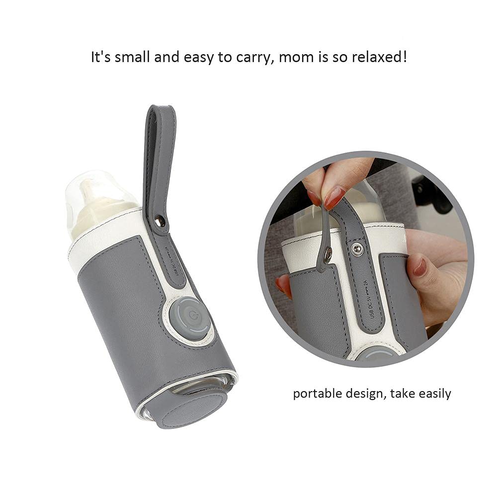 FTVOGUE Bottle Warmer Bag 3 Temperature Adjustable Portable Baby Bottle Warmer for Connecting to Mobile Power (Black #40)
