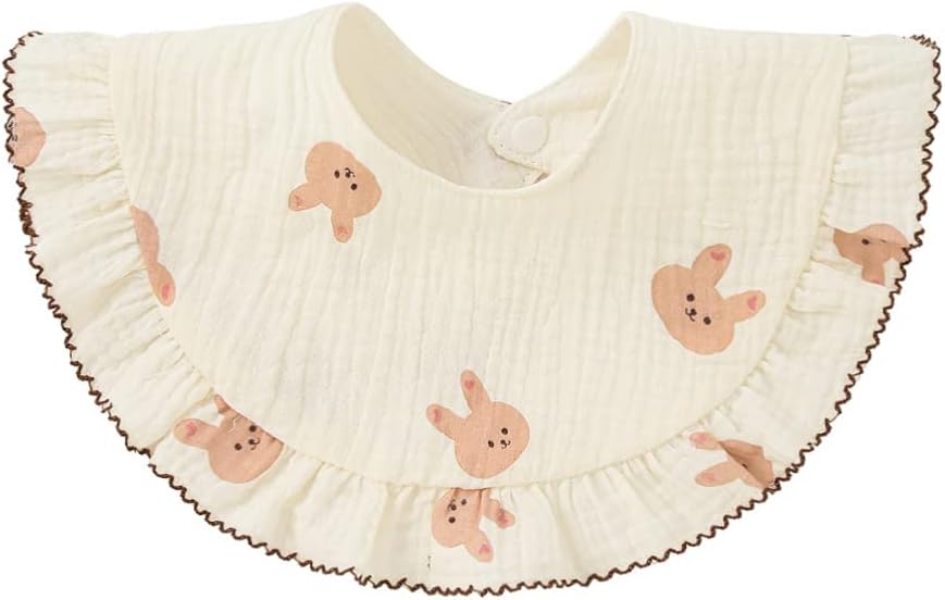 Nishine 4 pcs Unisex Baby Muslin Bandana Drool Bibs 360 Degree Rotatable Cotton Teething Feeding Drooling Bibs for Boy Girl