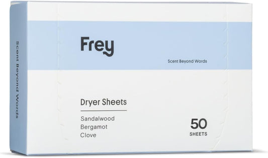 FREY Naturally Scented Dryer Sheets - Fabric Softener for Soft, Fresh & Clean Clothes (1-pack, Bergamot Beach)