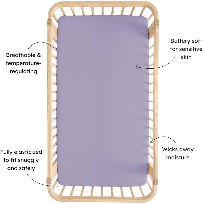 Kyte Baby Soft Crib Sheet - Standard Fitted Crib Sheet Made with Rayon from Bamboo, Ultra-Gentle and Breathable (Taro)