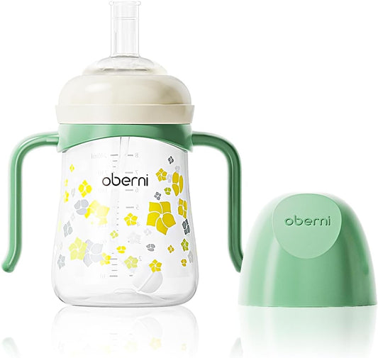 Sippy Cup, Weighted Straw Baby Trainer Cup, Toddler Drinks Water Bottle with Leakproof Spout for 6+, No Spill Learner Cup 240ml/8oz