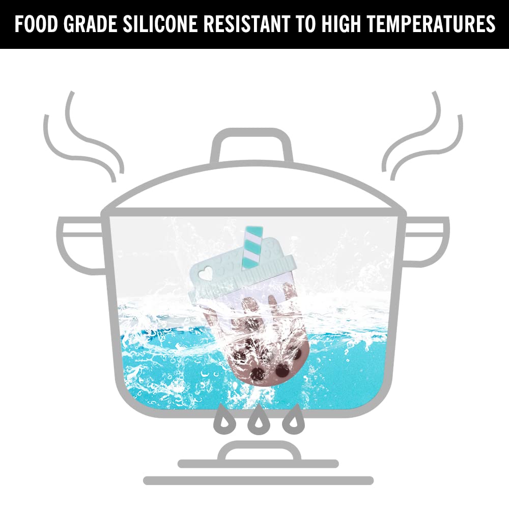 Baby Silicone Teether,Sensory Chew Toys,BPA Free Soft and Effective Infant Teething Pain Relief Toys,Freezer Safe,Food Grade Silicone,Best Shower Gift for Boys and Girls (Bubble Tea)