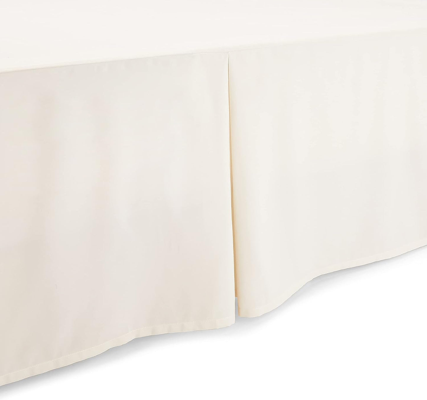 Amazon Basics Lightweight Pleated Soft Machine Washable Bed Skirt, King Size, Off White, Solid