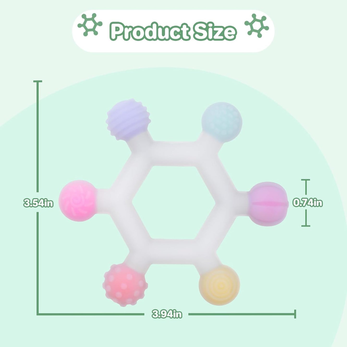 3 Pack Baby Teething Toys, BPA-Free Silicone Baby Teether Toys Teething Relief, Chew Toy for Babies 6-24 Months (Colorful)