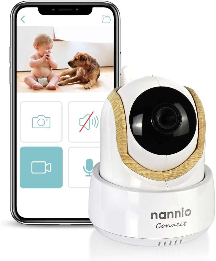 nannio Smart Baby Monitor Camera, Wi-Fi Remote Acess, HD Pan-Tilt-Zoom Smart Camera for Phone with 2-Way Audio, Clear Night Vision, Temp Sensor, No Monthly Fee (Compatible Connect Smart Baby Monitor)