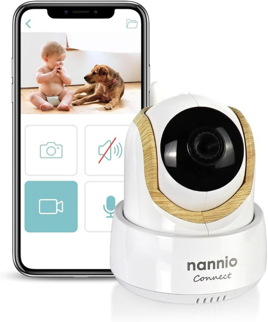 nannio Smart Baby Monitor Camera, Wi-Fi Remote Acess, HD Pan-Tilt-Zoom Smart Camera for Phone with 2-Way Audio, Clear Night Vision, Temp Sensor, No Monthly Fee (Compatible Connect Smart Baby Monitor)