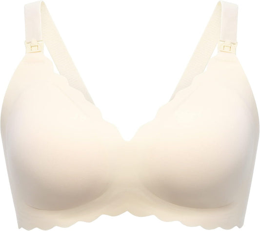 Momcozy Nursing Bras for Breastfeeding, Seamless Pregnancy Maternity Bra Wireless Classic Jelly Strip Support Nursing Bra