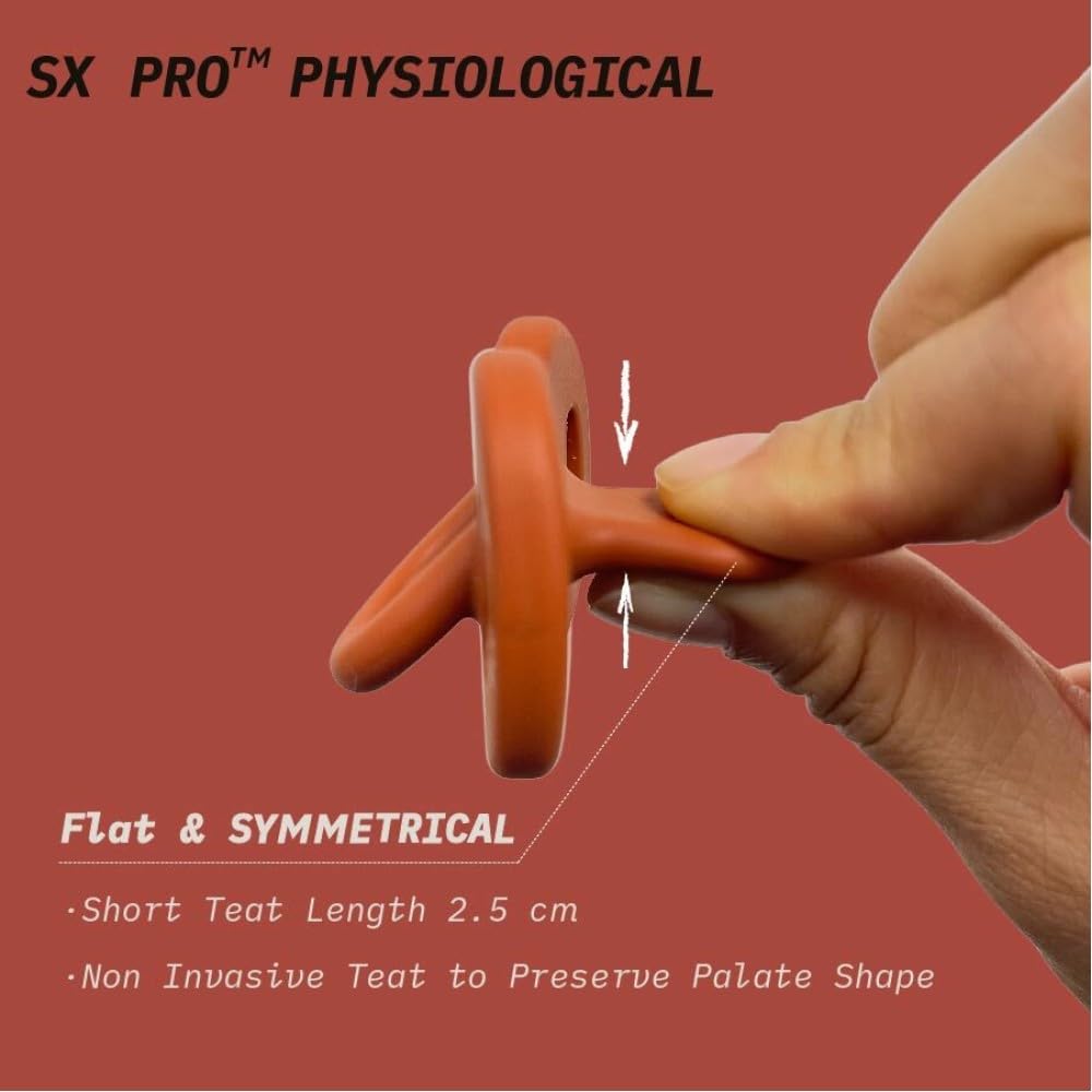 Color Essence SX PRO Silicone Baby Pacifier 1Pk, Made with 100% Soft Silicone, Baby Essentials Perfect for Breastfeeding Babies, Designed in Spain, 6-18 Mths, Sunset Orange