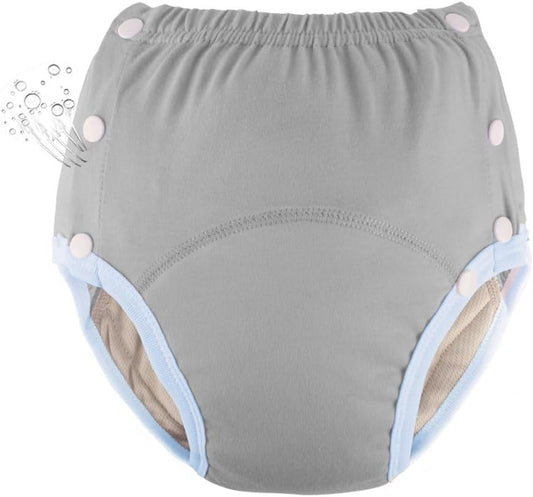 WEEOATAR Unisex Reusable Adult Cloth Diaper,Washable Swim Nappies,Adjustable Incontinence Cloth Diaper with Snaps,Underwear for Seniors,Disability,Postpartum Waist:26.0-39.4in(Grey,L)