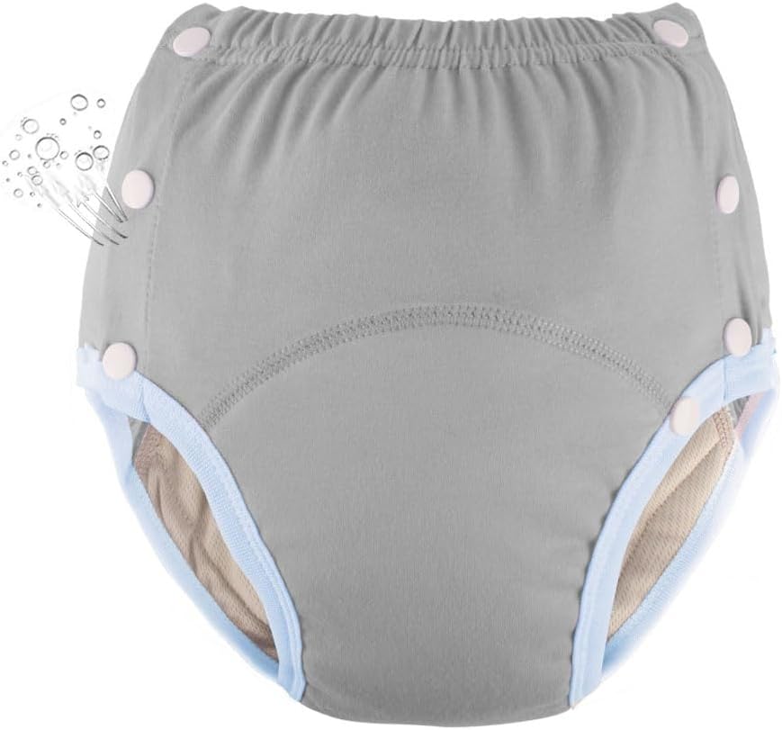 WEEOATAR Unisex Reusable Adult Cloth Diaper,Washable Swim Nappies,Adjustable Incontinence Cloth Diaper with Snaps,Underwear for Seniors,Disability,Postpartum Waist:22.0-35.4in(Grey,M)